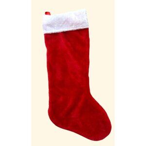 Red & White Christmas Stocking 100% Polyester Fabric Decorative Holiday Hanging